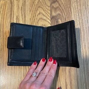Coach Black Leather Trifold Wallet